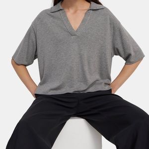 NWT Theory Cropped Polo Shirt in Viscose Jersey